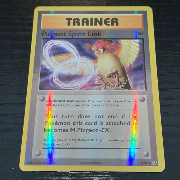 2016 POKEMON HOLO EVOLUTIONS Pidgeot Spirit Link Trainer Card 81/108 - Picture 2 of 3